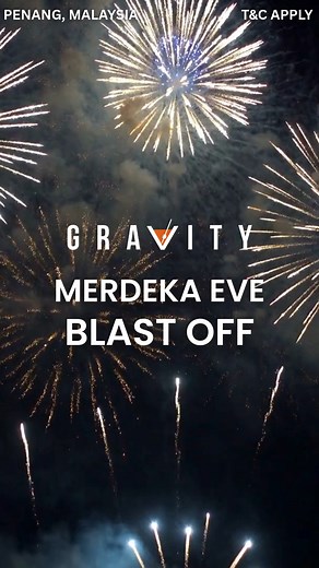 Blast into Merdeka Eve with unity, pride, and fireworks in the sky at Gravity – Book your seat now!!! #gravity #merdeka #merdekaeve #celebration #rooftopbar | G Hotel Kelawai