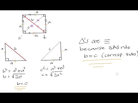 Grade 10 Math: Square properties | Diagonals of a square are congruent (proof)