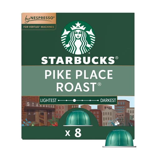 Starbucks by Nespresso Vertuo, Pike Place Roast, Medium Roast Nespresso Pods, 8 Count
