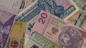 4K Panning Macro close up of Foreign Exchange Banknote collection close up. Forex Currency Trading and Global Financial Markets Concept for Backgrounds