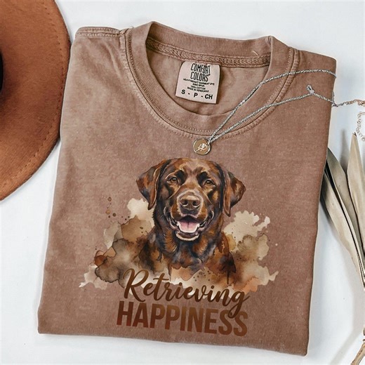 Watercolor Chocolate Lab T-shirt, Comfort Colors Dog Lover Gift, Retrieving Happiness Brown Labrador Retriever - Etsy