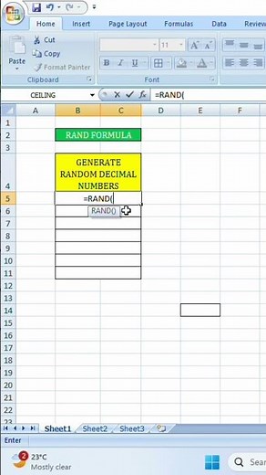 🔢 How to Generate Random Numbers in Excel | RAND() Formula ‪@SmartPCTricks‬ #excel #formula