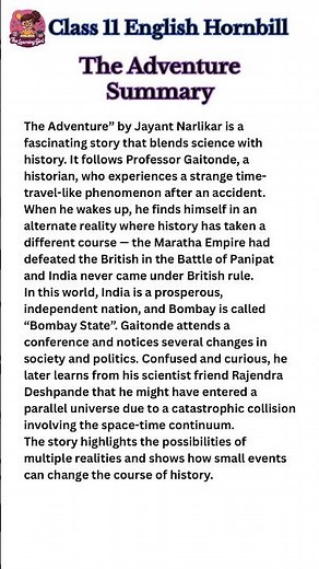 The Adventure – Full Summary in English | Class 11 English Hornbill | Easy Explanation 🔥