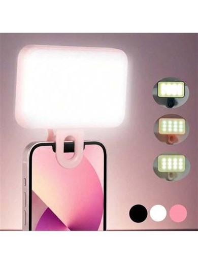 1pc Portable LED Selfie Light, Clip-On Fill Light, Suitable For Smartphone & Computer, For Makeup, Zoom Meetings, Live Streaming, Vlogging, Perfect Selfie & Video Calls, 250mAh | SHEIN