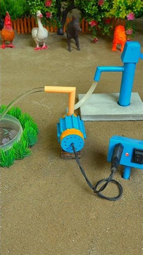 Mini hand pump project water with supply motor drinks goats duck farm #waterpump #shorts #614