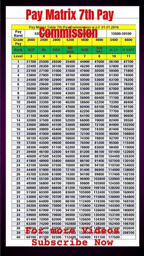 Pay Matrix 7th Pay Commission #7thpaycommission #7th #Paymatrix