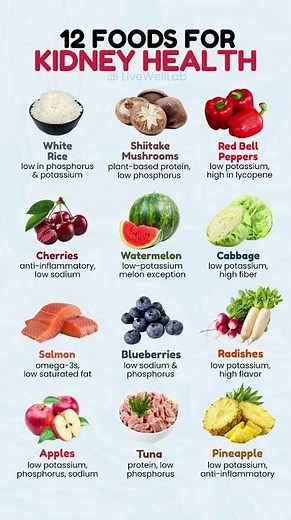 🫘 12 KIDNEY-FRIENDLY FOODS TO SUPPORT HEALTHY FUNCTION 🫘 #wellness #health