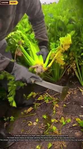 Sharp Harvesting Knife Tools for Cutting and Collecting Fresh Celery in Vegetable Farming Fields