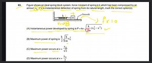 Figure shows an ideal spring block system, force constant of sp... | Filo