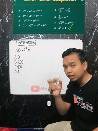 Bahas Soal Matematika: 200 x 2⁰ = 200
