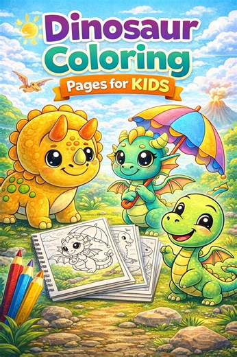 Coloriages de dinosaures à imprimer pour enfants (PDF) | Livre de coloriage de dinosaures mignons, feuilles de coloriage de dragons et de dinosaures, activité pour enfants, téléchargement instantané - Etsy France