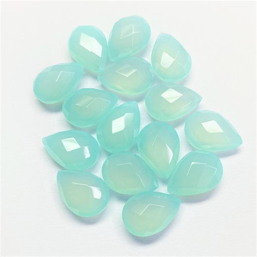 14X10 Almond Briolette-aqua Chalcedony Briolette-top Aqua Chalcedony-aqua Chalcedony Stone-unique Aqua Chalcedony Briolette Wire Wrapped - Etsy