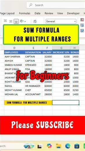 SUM Multiple Ranges in Excel Instantly! #shorts #excel #exceltips #sum