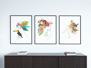 Tropical Woman Line Art Print, Abstract Minimalist Wall Decor (digital Download) - Etsy