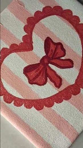 Cute Pink Heart Painting ❤️🎀 | Easy Mini Canvas Art Idea ✨ #shorts