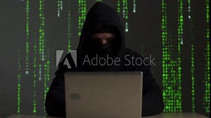 Hacker internet computer crime cyber attack network security programming code password protection Stock Video