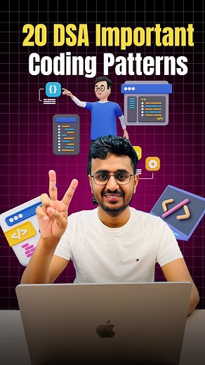 Santosh Mishra on Instagram: "Facing challenges while solving coding questions ? 🤔 Here are 20 essential coding patterns you need to know: 1. ✌️ Two Pointers 2. 🏝️ Island (Matrix Traversal) 3. ⏩ Fast & Slow Pointers 4. 🚶‍♂️ Sliding Window 5. 📅 Merge Intervals 6. 🔄 Cyclic Sort 7. 🔙 In-place Reversal of a Linked List 8. 🌳 Tree Breadth First Search 9. 🌲 Tree Depth First Search 10. ⚖️ Two Heaps 11. 🌈 Subsets 12. 🔍 Modified Binary Search 13. 🏆 Top ‘K’ Elements 14. ❌⭕ Bitwise XOR 15. 🔄 Bac