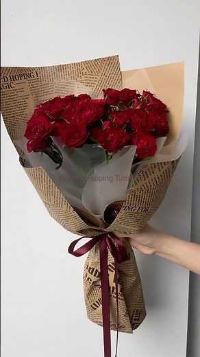How to wrap roses/ flowerS in kraft/ brown paper EASY STEP BY STEP KOREAN FLOWER WRAPPING TUTORIAL