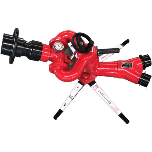 Manual Fire Monitor with 65m  Range, 0.8-1.0MPa Pressure, 360° Rotation & Dual 80/65 Inlets Handheld Fire Monitor for Firefight