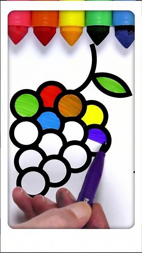 Fruits - Grape Coloring Page for Kids 🍇 | Learn Colors & Fruits | Easy Drawing / Akn Kids House