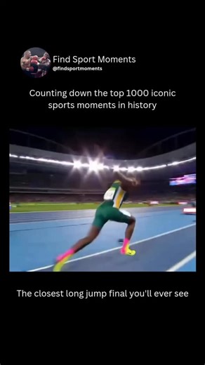 Find Sport Moments on Instagram: "At the Rio 2016 Olympics men's long jump final,Luvo Manyonga delivered a stunning leap that seemed to hang in the air forever. His elegant, high-floating jump landed at 8.37 meters, pushing him into the lead and igniting the crowd as it looked like gold might be slipping his way. But moments later, Jeff Henderson answered with sheer power. Exploding off the board, he stretched every inch of his frame to reach 8.41 meters, stealing the Olympic title by just four 