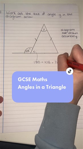 GCSE Maths - Angles in a Triangle Exam Question. #mathsteacher #maths #teachersoftiktok #mathtutor #gcsemathsrevision