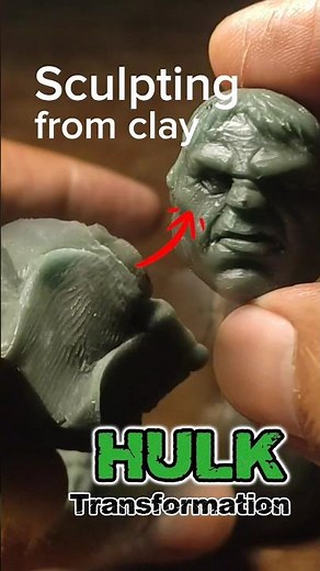 Sculpting HULK head transformation from clay #art #sculpture #clay #clayart #hulk