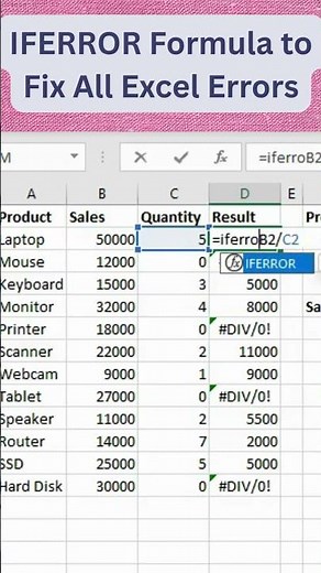 IFERROR Formula to Fix All Excel Errors #excel #exceltips #exceltutorial #exceltricks #shorts