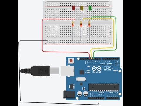 Simple Traffic light with Arduino 1 #arduino #embedded #robotics #LED #resistance
