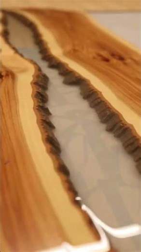 Crystal Clear Epoxy River Wood Countertop | Satisfying Resin ASMR in 4K #shorts