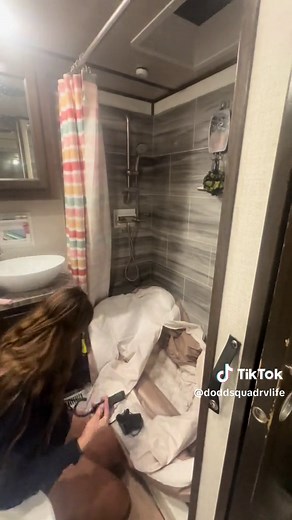 Portable Bathtub in the RV Shower #rvtip #rvtips #rvtipsandtricks #rvadvice #rvhelp #rvlife #rvliving #travel #rvtravel #rvlifestyle #tip #tips #advice