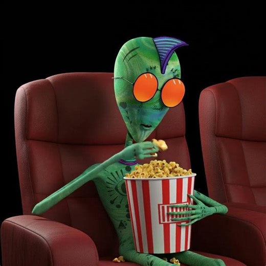 just an alien at the movies eating popcorn