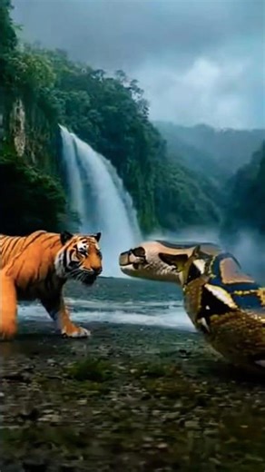 The battle between a tiger and a giant python.