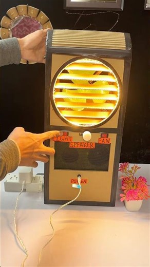Cardboard se bana MINI COOLER 😱 | Light + Fan + Speaker 🔥 #shorts #craft #diy #saviindiacraft