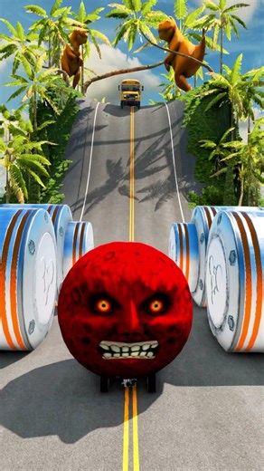 Infinite School Bus vs Bollards Crush #29 - BeamNG.Drive