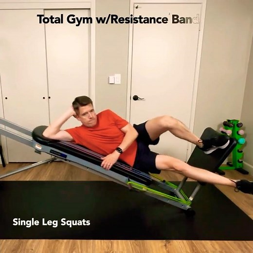 Total Gym squats with resistance bands on the #totalgym #shorts