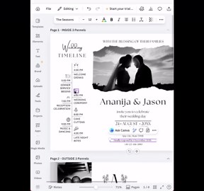 Gatefold Wedding Invitation Template Canva | Editable Folded Wedding Invite | All-in-one Printable Invitation 3 Sizes | Black and White - Etsy