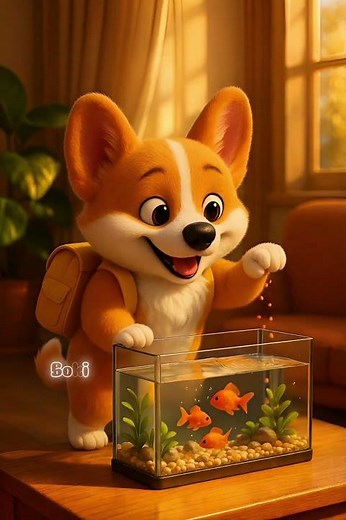 Boki Feeds His Pet Fish | A Heartwarming Pixar-Style Moment #3danimation #cute #shortvideo #funny
