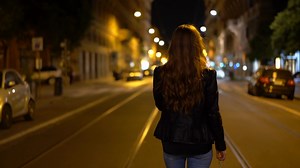 Tourist Woman Walk Away From Camera At Night Stock Footage SBV-325146544 - Storyblocks