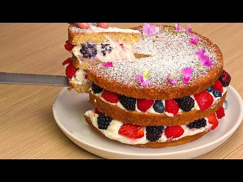 Mixed Berry Cake Recipe For Beginners (How to Make an Easy Triple Layer Mixed Berry Cake)