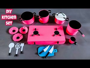 DIY Homemade toy kitchen set for kids | how to make kitchen set | paper kitchen set crafts | DIY