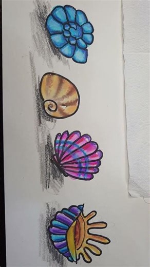Colorful Sea Shell Drawing | Easy & Satisfying Art 🎨🐚