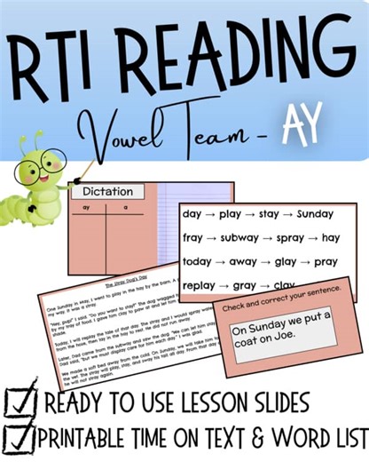 Six Step RTI Phonics Lesson - Vowel Team AY | Small Group Reading
