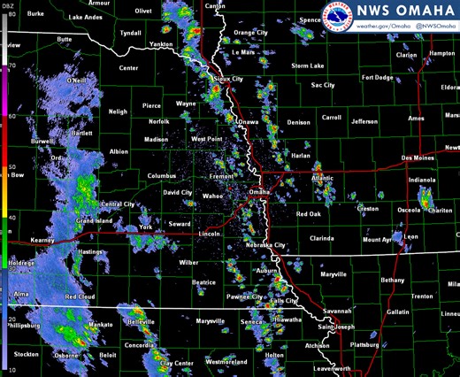 "Popcorn" thunderstorms will pop up over eastern Nebraska and western Iowa through the remaining daylight hours. Most will produce a brief burst of rain, lightning and thunder. Small hail is much more likely than large. 🍿🍿🍿🍿🍿🍿🍿🍿 | US National Weather Service Omaha/Valley Nebraska