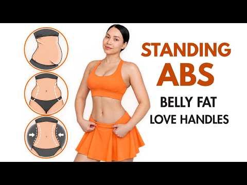 Lose Belly Fat & Love Handles | Flat Belly, Small Waist | Standing Abs Workout No Jumping