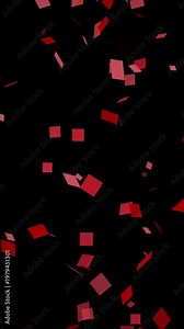 Bomb explotion shiny red confetti isolated on transparent video black background. Bright festive tinsel color