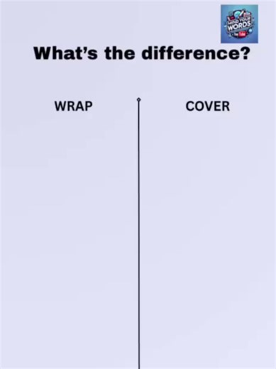 Wrap vs Cover — around vs over. 👉 Wrap = put something around. 👉 Cover = put something on top. Learn everyday English the simple way. #English #englishlesson #learnenglish #learnenglishdaily #englishvocabularylearning #englishvocabulary #betterenglis #englishtiktok #fyp #tiktok #englishtipsdaily #englishwords #wordupgrade #whatisthedifference #confusingwordsinenglish