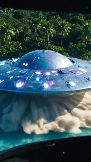 Helicopter View of UFO Landing on Island 🚁👽 #shorts #ufo