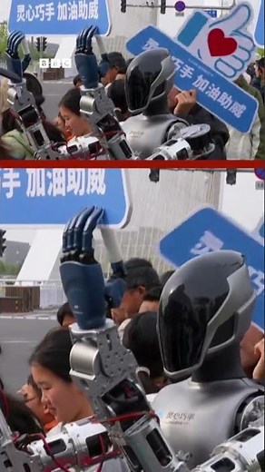 Coureurs contre robots lors d’un semi-marathon en Chine