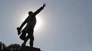 Bronze Statue depicting Bernardo de Monteagudo Holding a Papyrus in a Public Park in Buenos Aires, Argentina.
